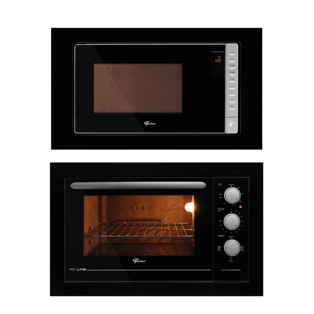Imagem Kit Forno e Micro-ondas Embutir Fit Line Moldura Preta Fischer
