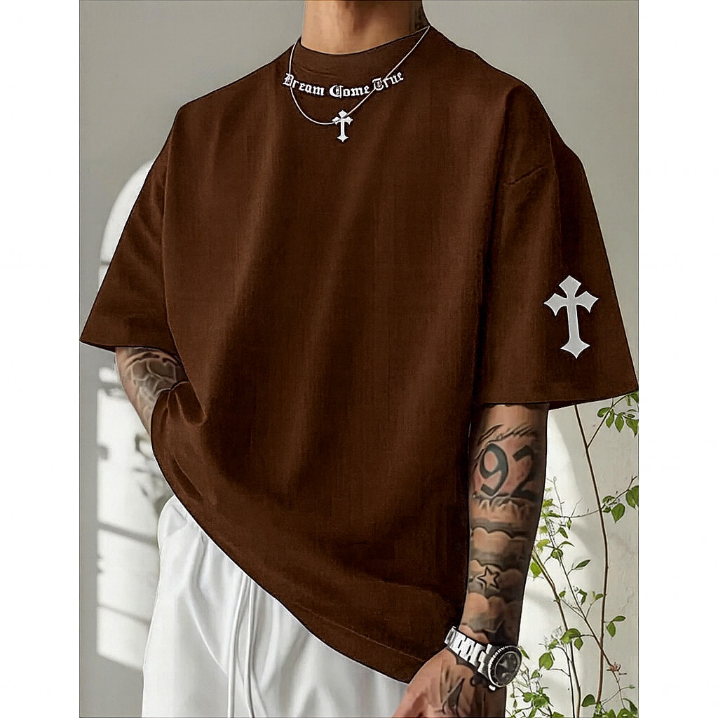 Camiseta Oversized Blusa Cruz Despojada Streetwear Urbano 100% Algodão - Envio Imediato