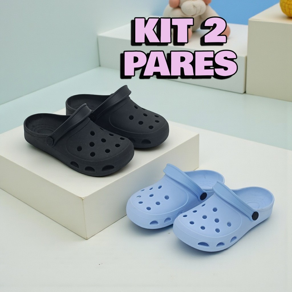 kit 2 pares sandália infantil menina papete super leve anti derrapante