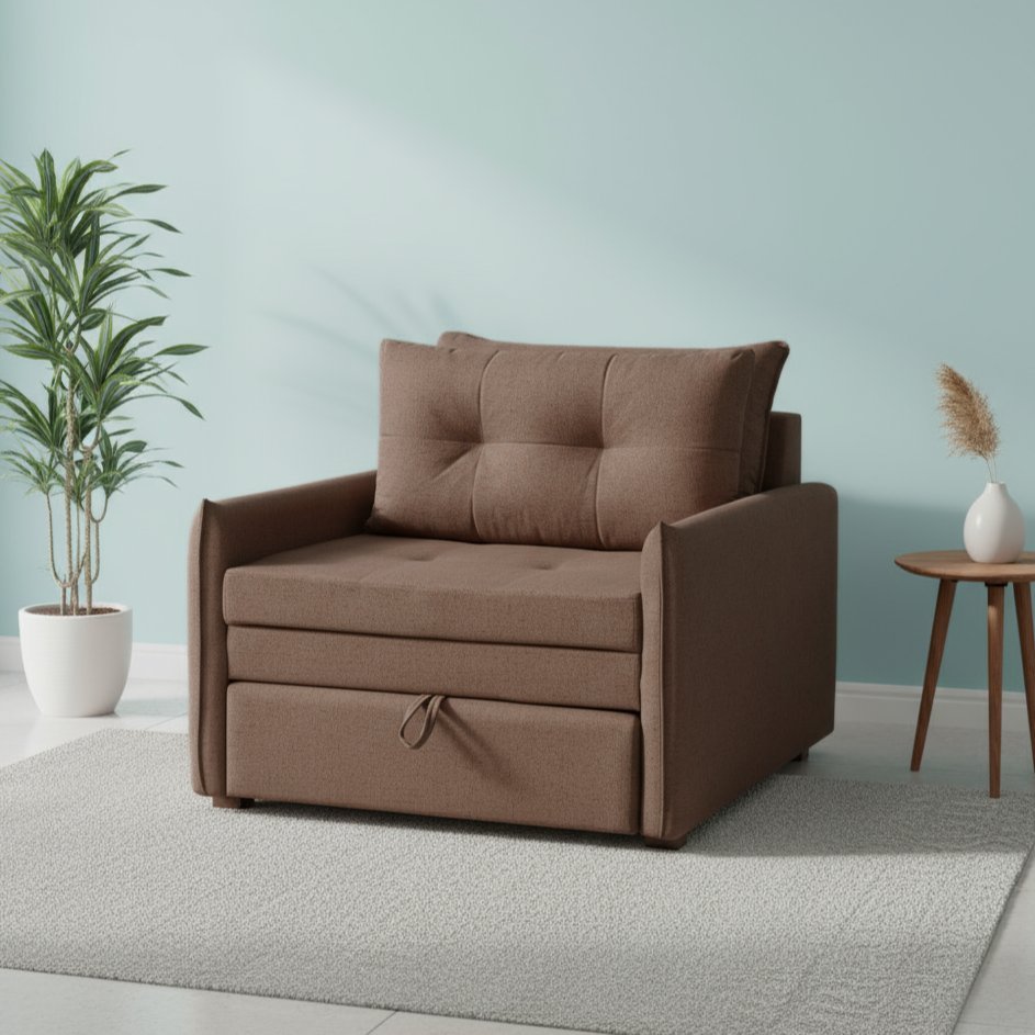 Sofá Cama Montreal Solteiro 95cm X 90cm Marrom em Oferta na Shopee