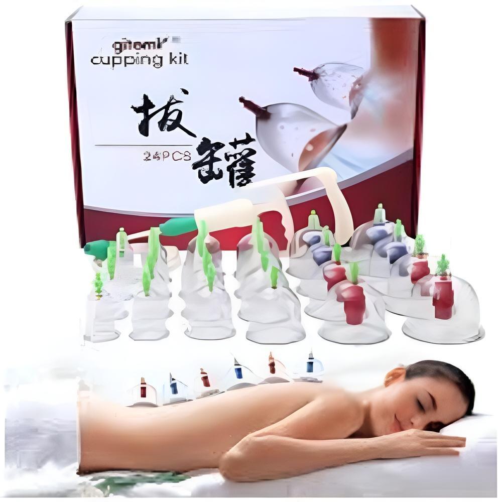 Kit 24 Ventosas Ventosaterapia Copos Massoterapia Chines Acumputura Terapia Succao Estetica Com Bomba Manual