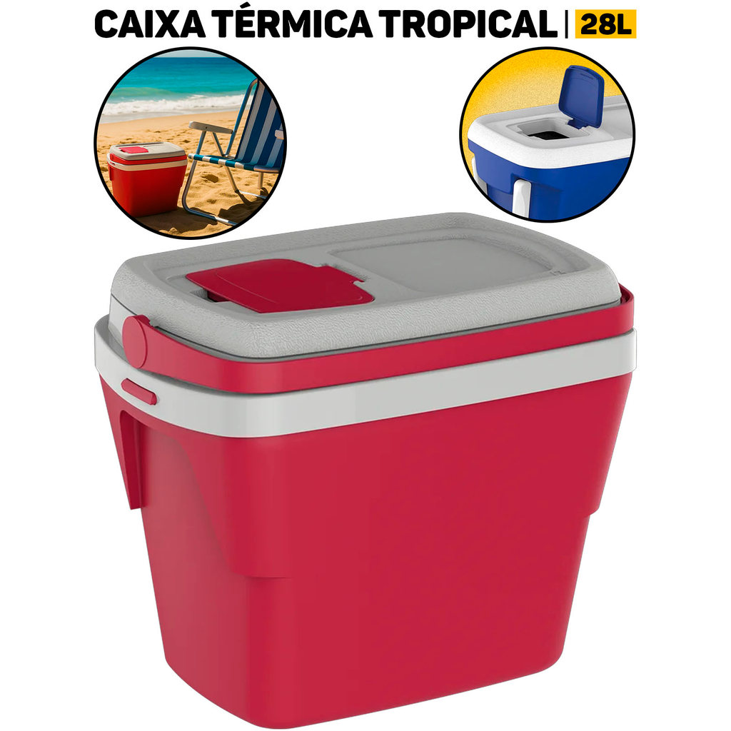 Cooler Caixa Térmica Tropical 28L Soprano Churrasco P/ Praia Pesca Viagens Bebidas em Oferta na Shopee