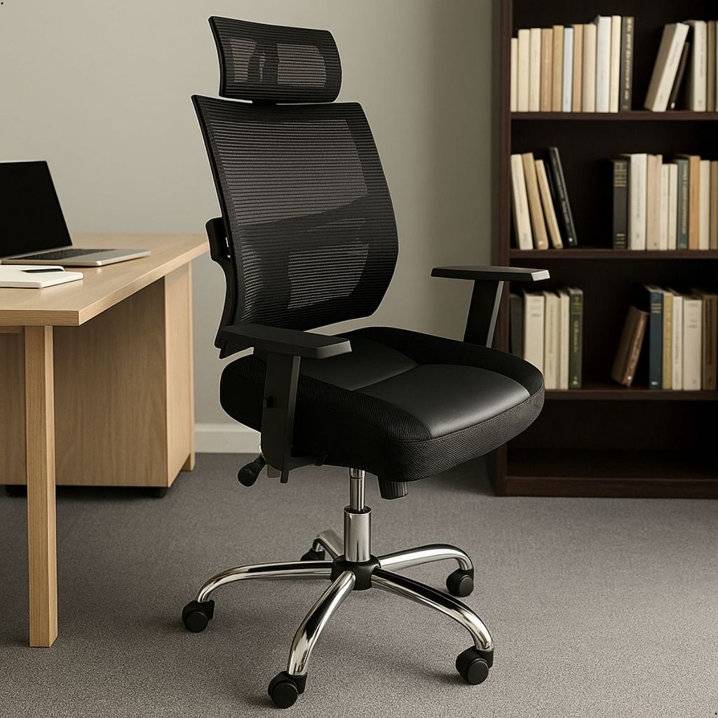 Cadeira Presidente Backsystem Telada Ergonômica com Apoio de Cabeça e Braços Reguláveis