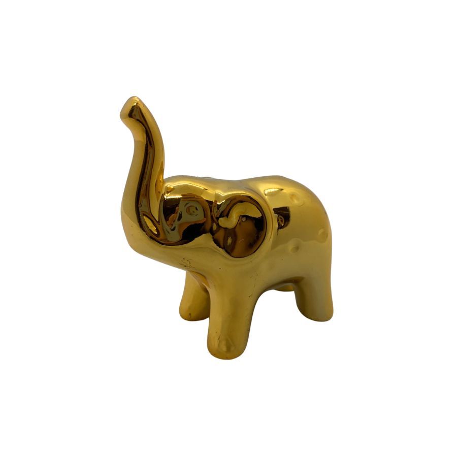 Elefante Decorativo de Cerâmica - Dourado - 7x7cm - 1 unidade - Rizzo