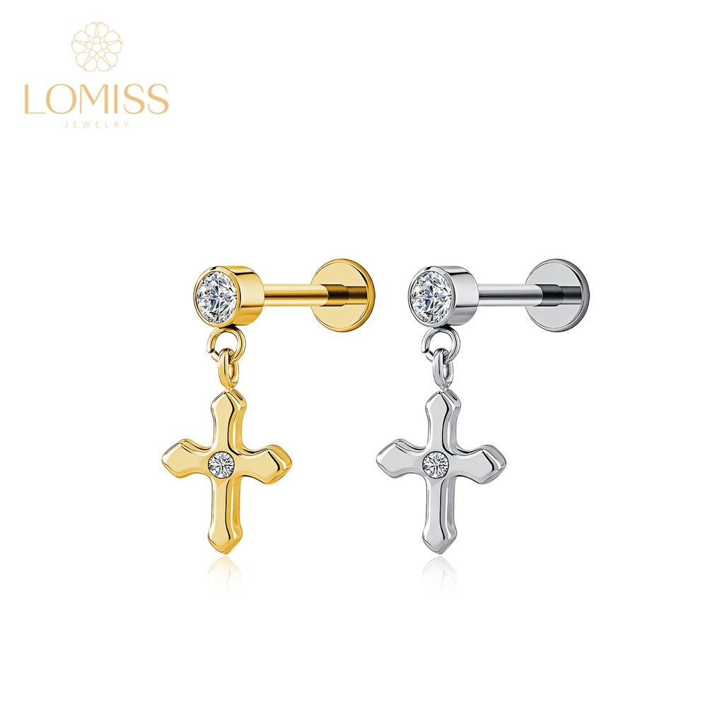 Piercing Orelha Minibarbell Aço Cirúrgico Zircônias Com Pingente Cruz Labret Tragus Helix Conch Nariz Boca Antialérgico em Oferta na Shopee