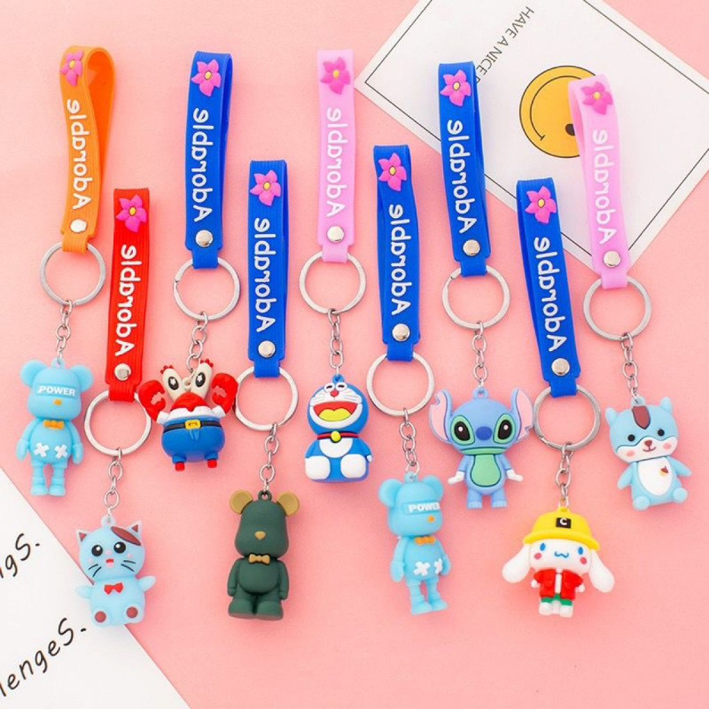 Kit 12 chaveiro com pingente 3d tridimensional material pvc bonito dos desenhos animados boneca presente criativo em Oferta na Shopee