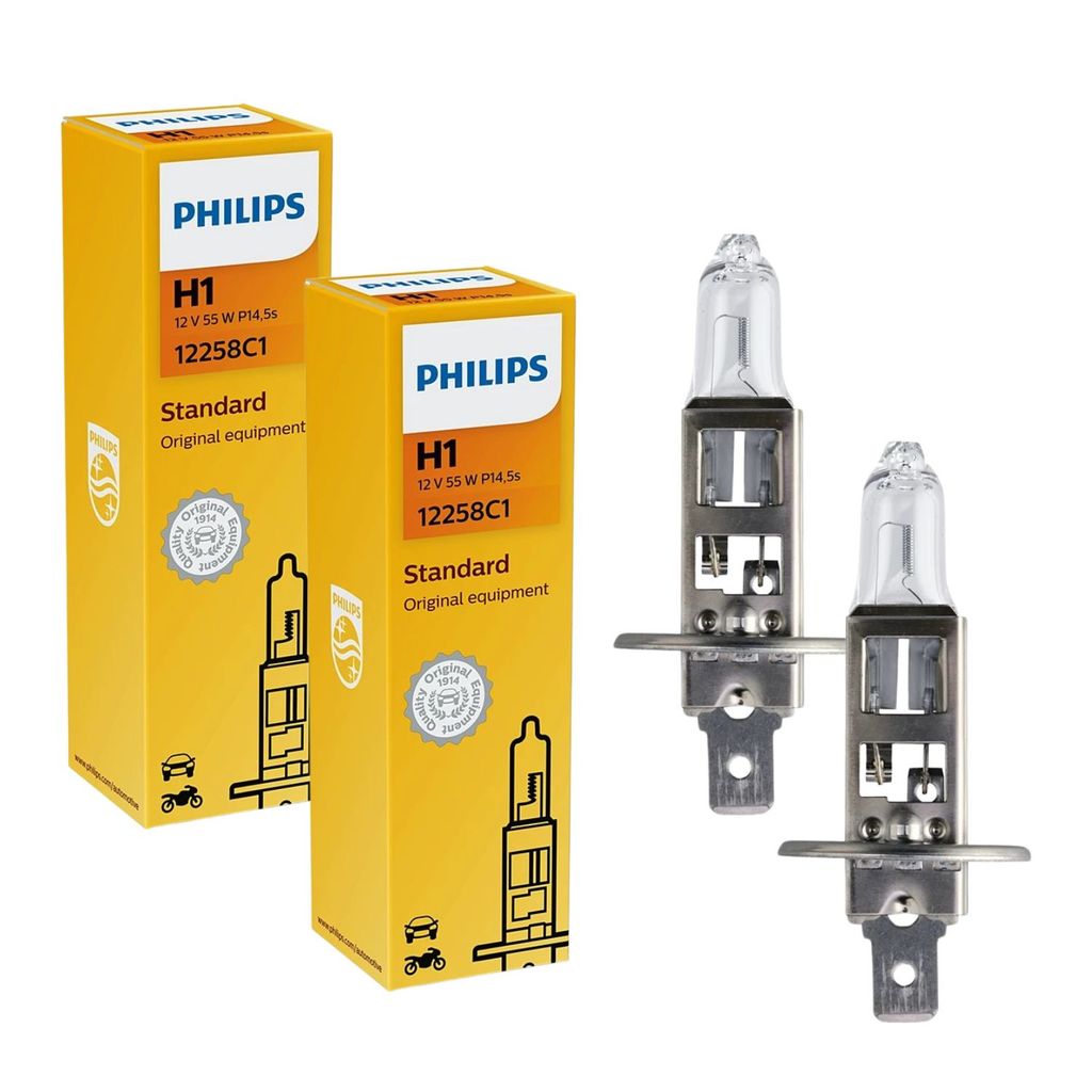 PAR DE LÂMPADA HALÓGENA FAROL ALTO BAIXO NEBLINA H1 55W PHILIPS STANDARD 12V em Oferta na Shopee