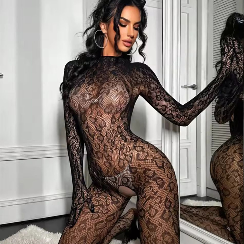 Sexy Oco Fishnet Ursinhos Bodysuit Feminino Erótico Crotchless Lingerie Manga Cheia Bodystockings Perspectiva Teddy Malh em Oferta na Shopee