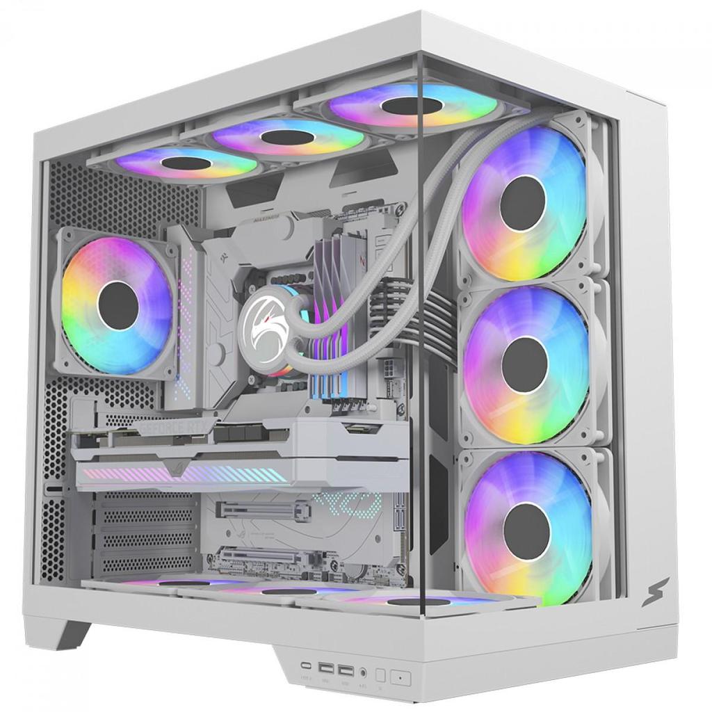 Gabinete Gamer SuperFrame Vhagar, Mid Tower, Vidro Temperado, ATX, Branco, Sem Fan, SF-CS-VGMAWSF em Oferta na Shopee