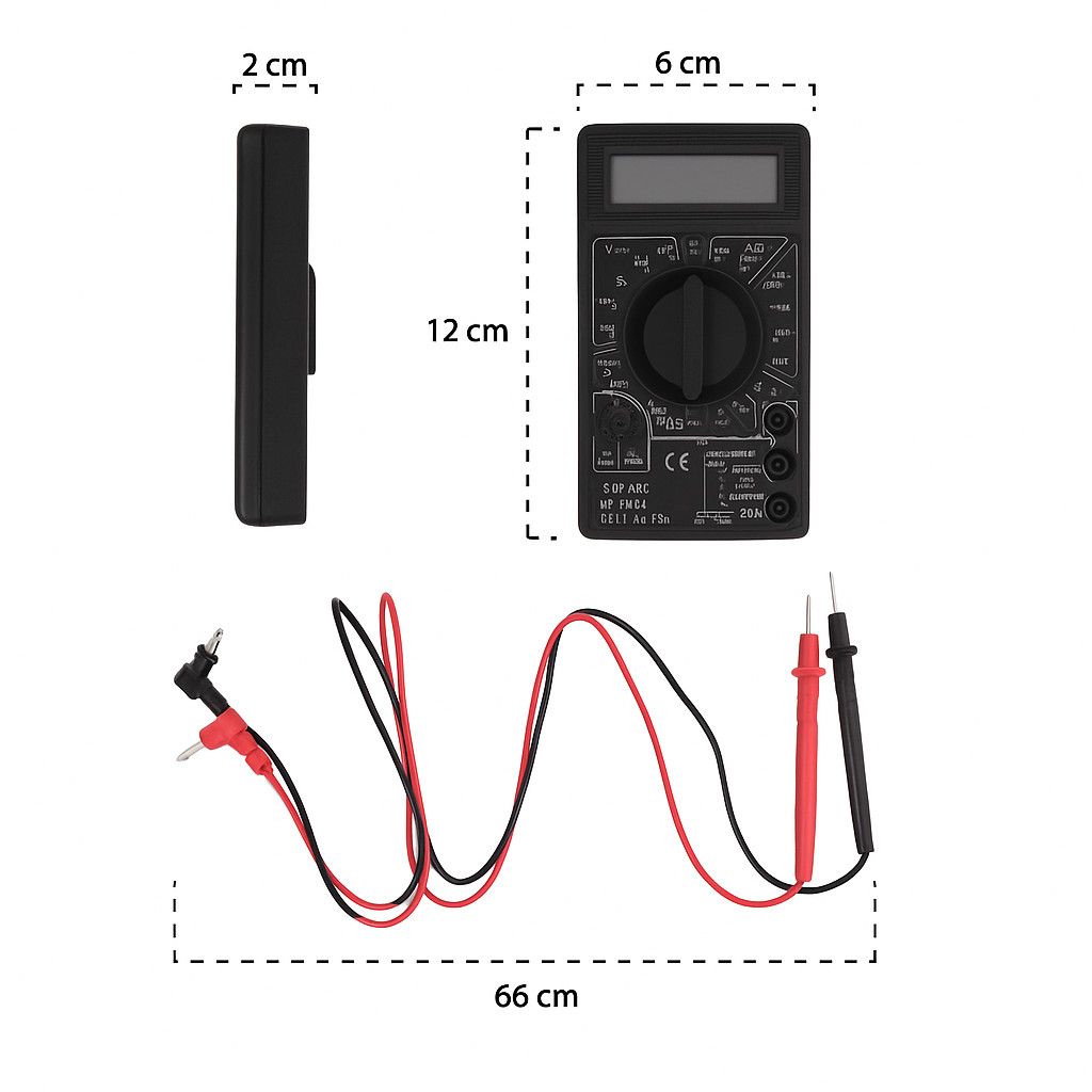 Multimetro Digital Portatil LCD Profissional Teste Continuidade Diodo Transistor Medições Precisão