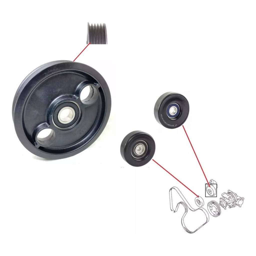 Kit 3 Polia Tensor Correia Alter. Sx4 2.0 16v 2010 A 2015
