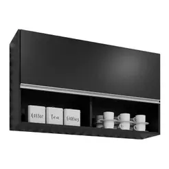 Armário de Cozinha Aéreo 100cm Basculante Mia Z34 Preto - Mpozenato