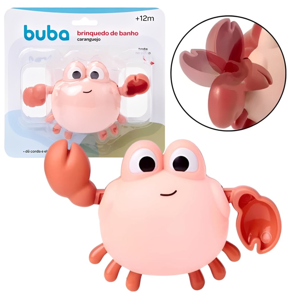 Brinquedo de Banho Para Bebês Caranguejo de Corda Rosa 12+m - Buba em Oferta na Shopee