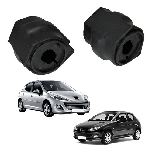 Kit Bucha Barra Estabilizadora Dianteira 18mm Peugeot 206 207 Bucha Central Retangular