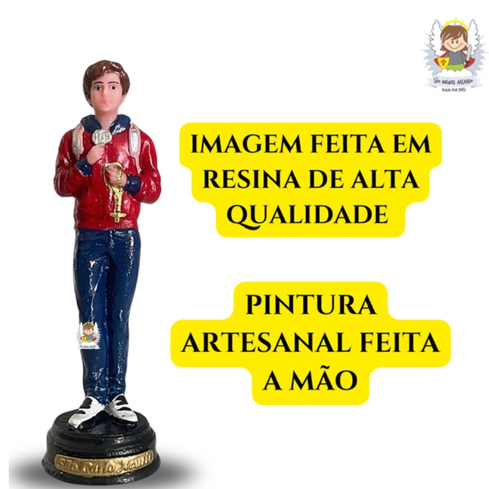 Linda Imagem Católica São Carlo Acutis em Resina 12 cm em Oferta na Shopee