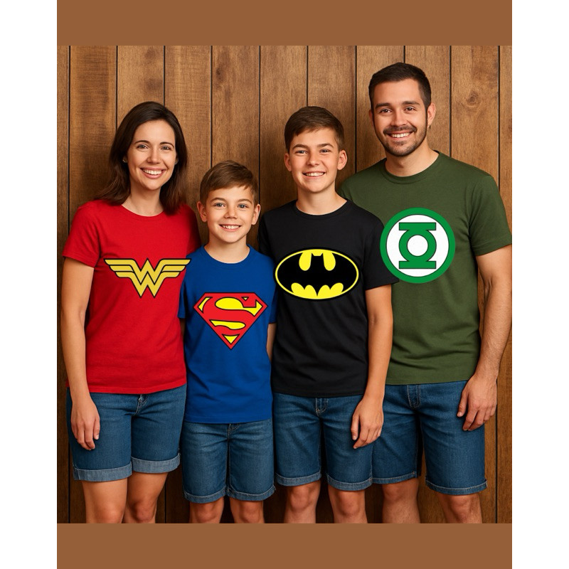 Camiseta [Exclusiva] Heróis Mulher Maravilha Superman Homem Aranha Batman Laterna Verde| Unissex Algodão| TAM 2 ao G5
