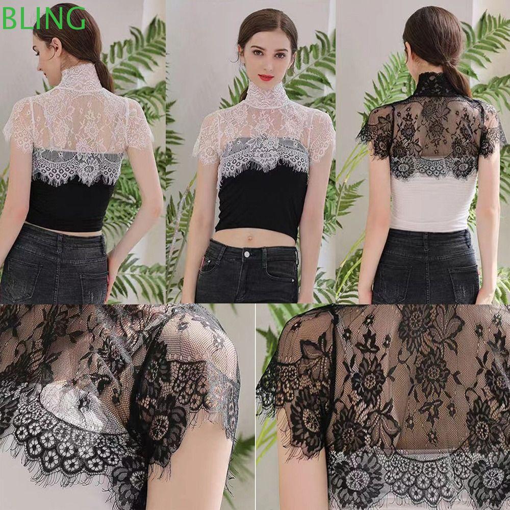 BLING Camisa Gola Falsa , De Renda Bordada , Acessórios De Roupas Blusa De Moda Destacável