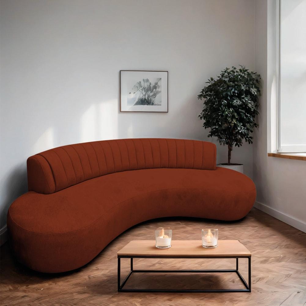 Divã Recamier Celeste Curvo Sala Estar Luxo 180cm Bouclé