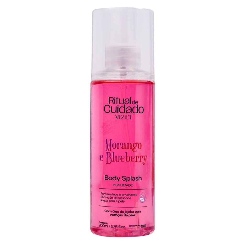 Body Splash Perfumado Morango e Blueberry Vizet 200ml
