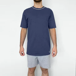 Pijama Masculino Liso Algodão Manga Curta Verão Gola Redonda Usee Brasil