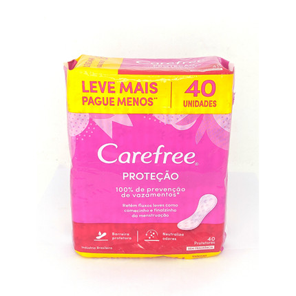 ABSORVENTE DIARIO CAREFREE S/ FRAGRÃNCIA 40un