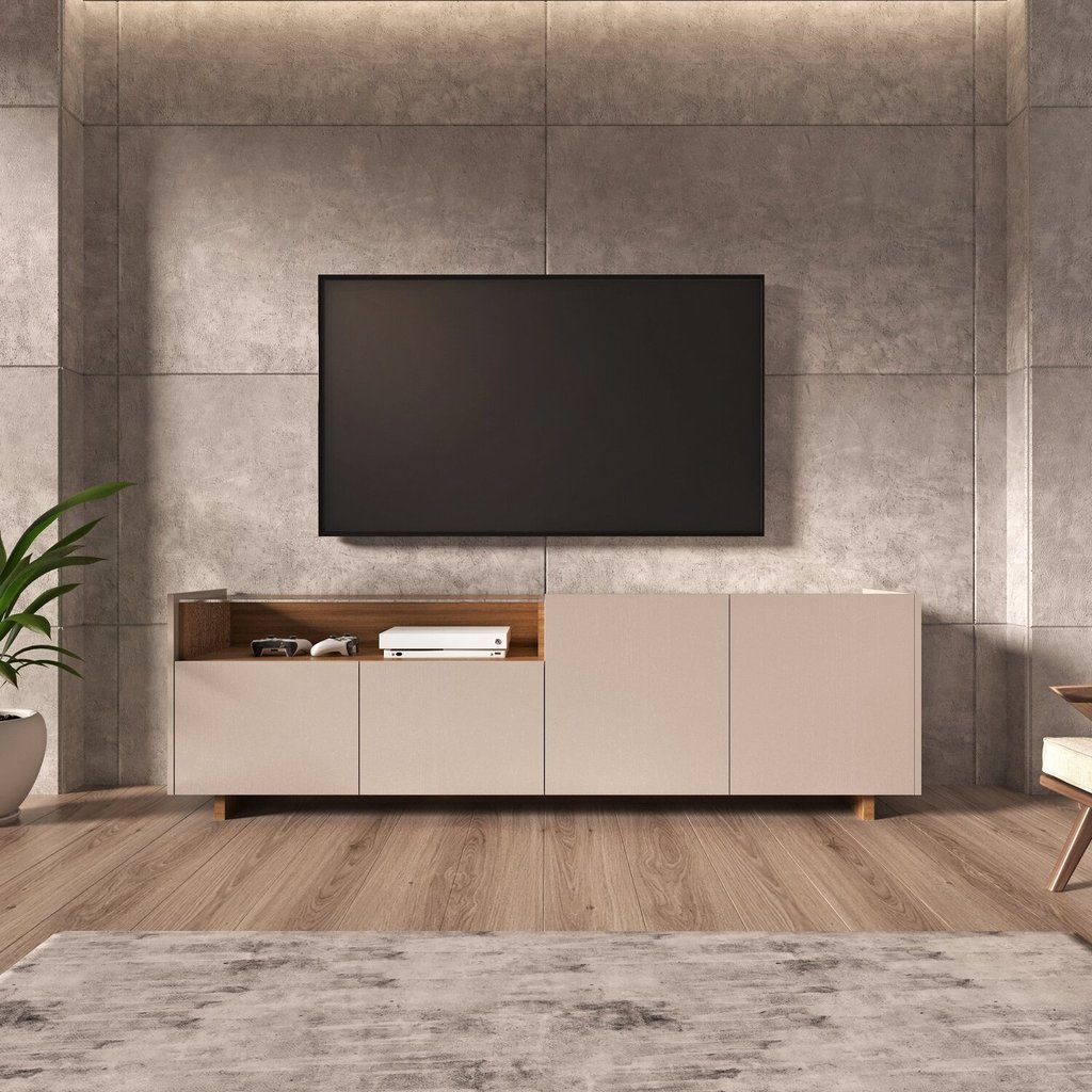Rack para TV até 50 Polegadas 180cm 4 Portas e Nicho Fume Cinza Fumê/Montana Fumê/Montana
