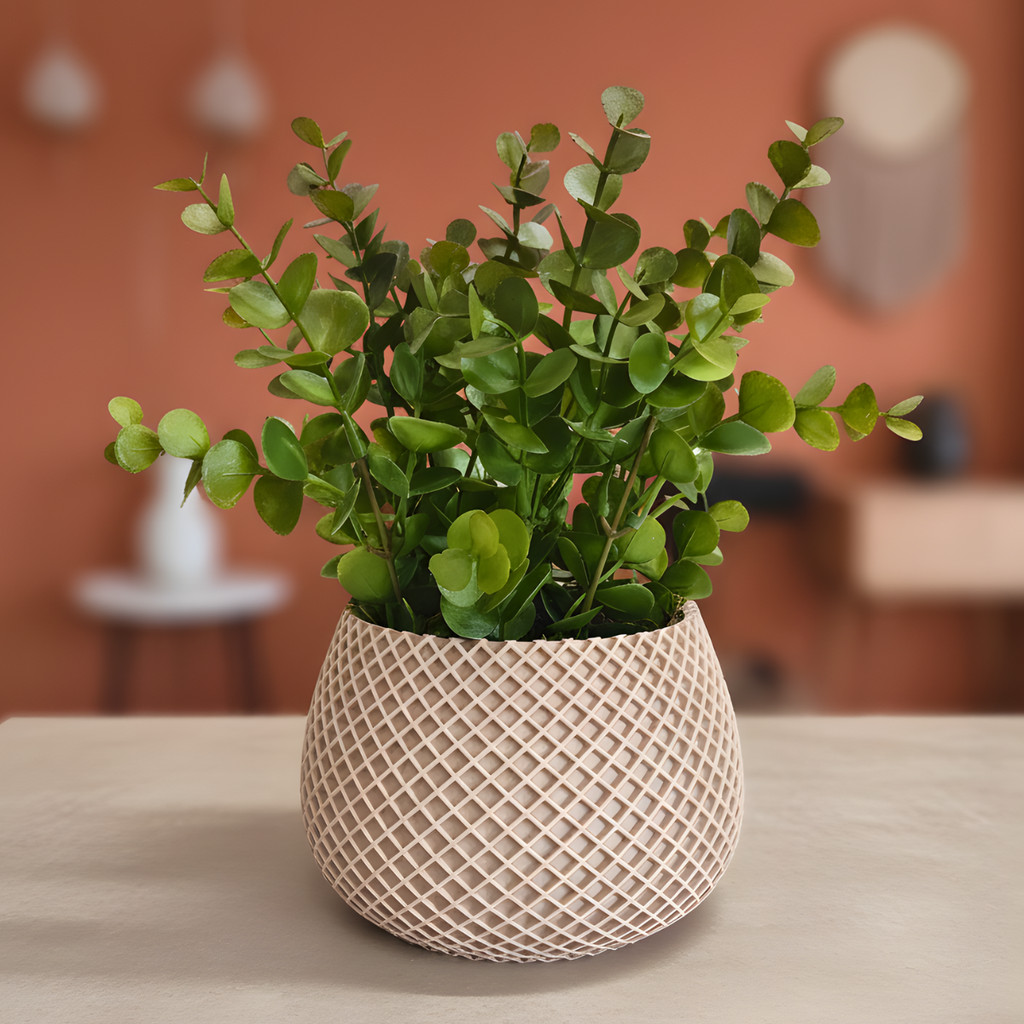 Arranjo de Eucalipto Verde Decorativo Vaso Treliça Médio