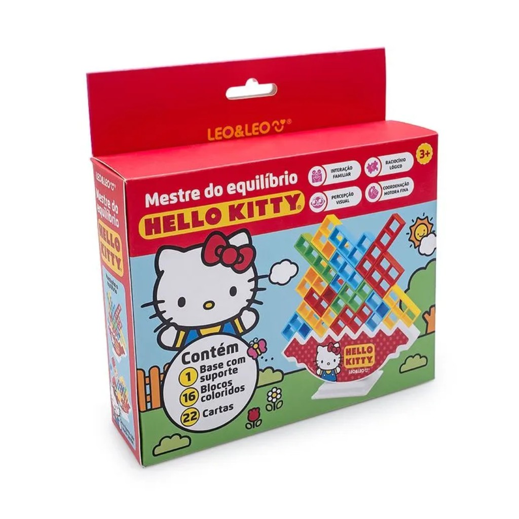Mestre do Equilíbrio Jogo de Raciocínio Hello Kitty - Caixa c/ 16 Blocos Leo&Leo Leonora - 10453 em Oferta na Shopee