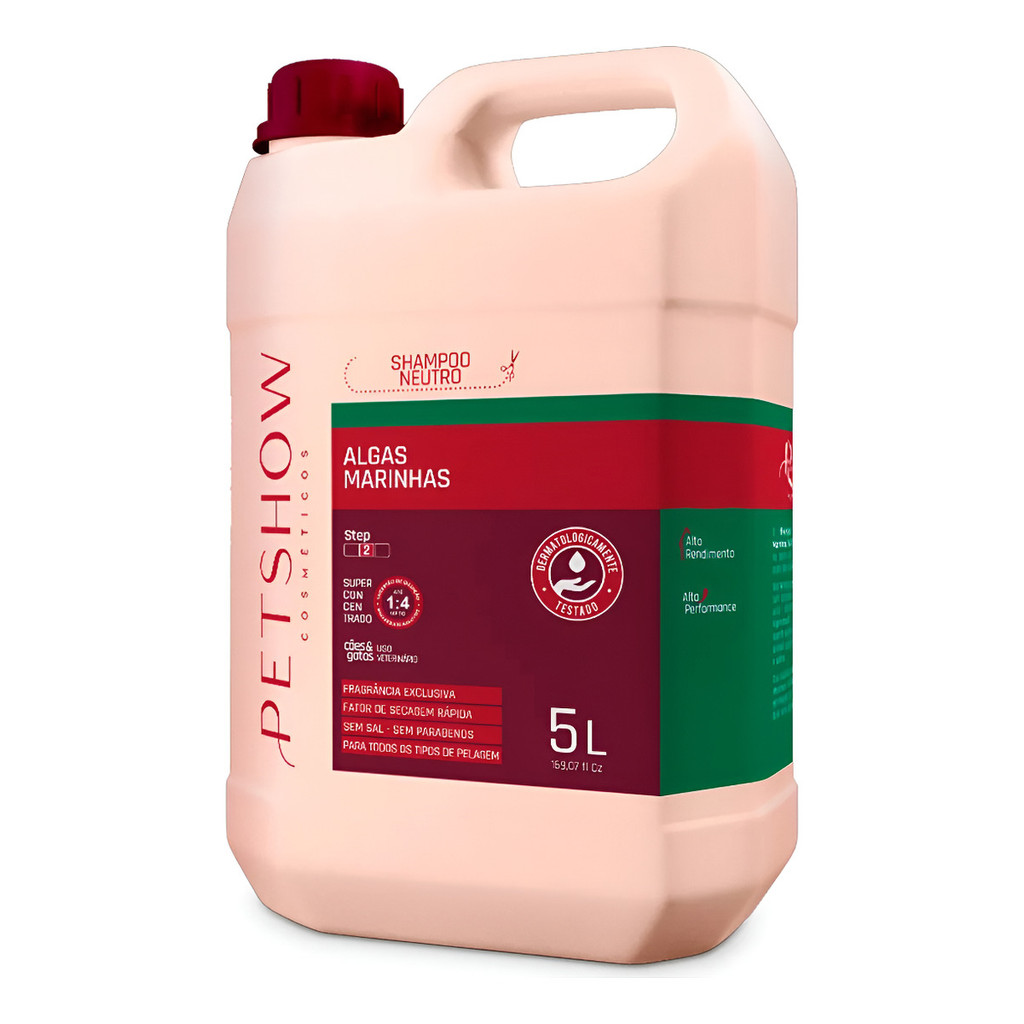 Shampoo Neutro Algas Marinhas 5 Litros Pet Show Banho E Tosa