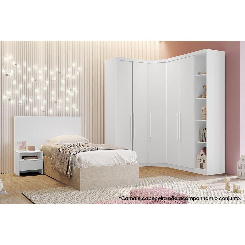 Quarto Modulado Solteiro Rizon 4 Peças (1 Closet + 2 Guarda Roupas + 1 Complemento) QC209 Branco - Novo Horizonte em Oferta na Shopee