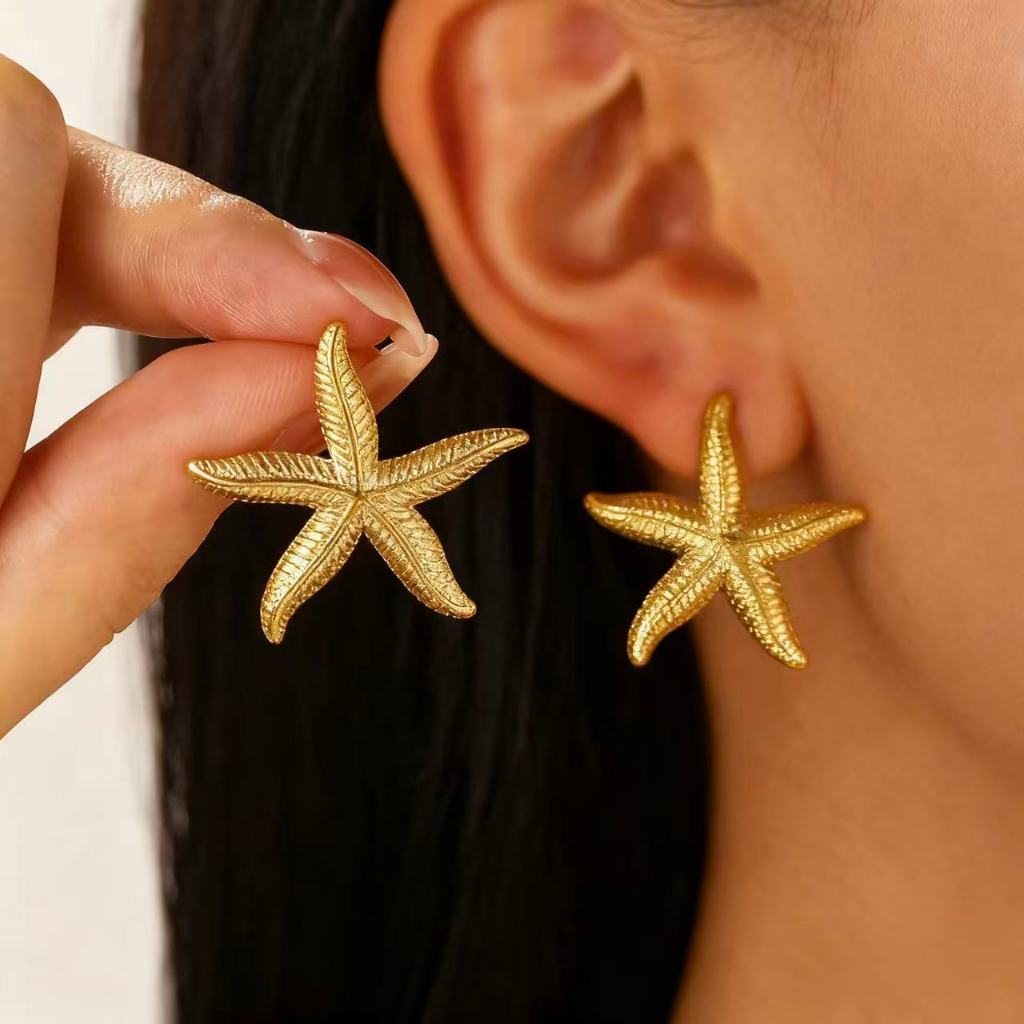 Brincos Femininos Estrela do Mar Banhados a Ouro/Prata – Elegantes e Exclusivos em Oferta na Shopee
