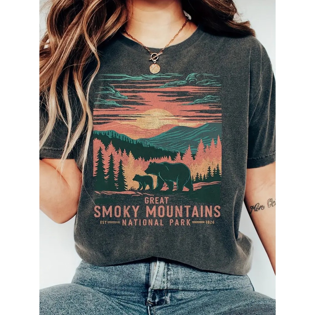 Tshirt Feminina Smoky Mountains Estampada Lançamento Camiseta 100% Algodão Camisetão Camisa Oversized Plus - Camisarte