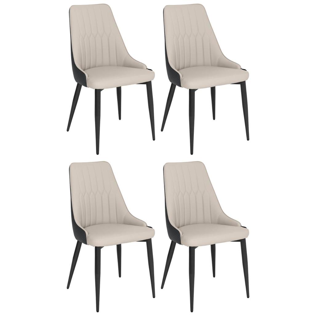 Kit 4 Cadeiras de Jantar Estofada Torino Design Italiano Costuras Geométricas Base em Metal em Oferta na Shopee