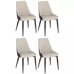 Kit 4 Cadeiras de Jantar Estofada Torino Design Italiano Costuras Geométricas Base em Metal