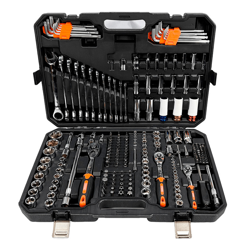 Jogo de Ferramentas Oficina XPRO 14", 516", 38" e 12" com Maleta 222 Peças XTRONG XJF-222B em Oferta na Shopee