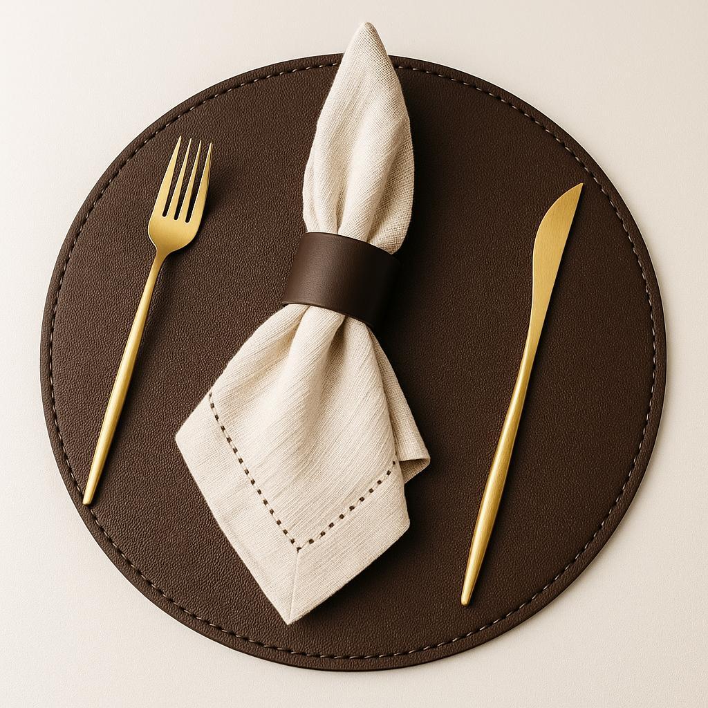 06 Jogo Americano Dupla Face Redondo em Couro Souplast Mesa Posta Jantar em Oferta na Shopee