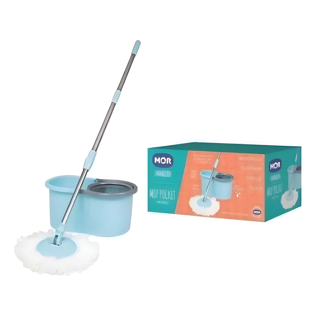 Mop Giratório Balde 8 Litros Original MOR com Cabo Inox e Refil Microfibra em Oferta na Shopee
