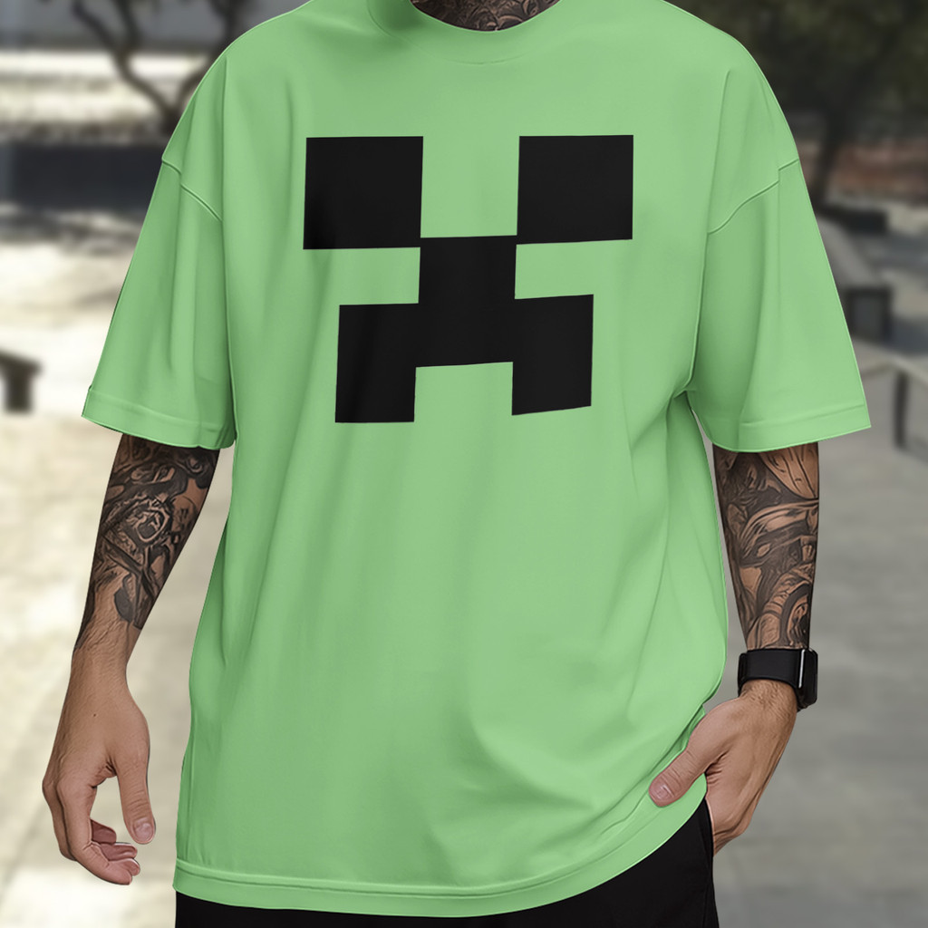 Camiseta Creeper Mine Camisa Craft Gamer Estampa Criatura Pixelada