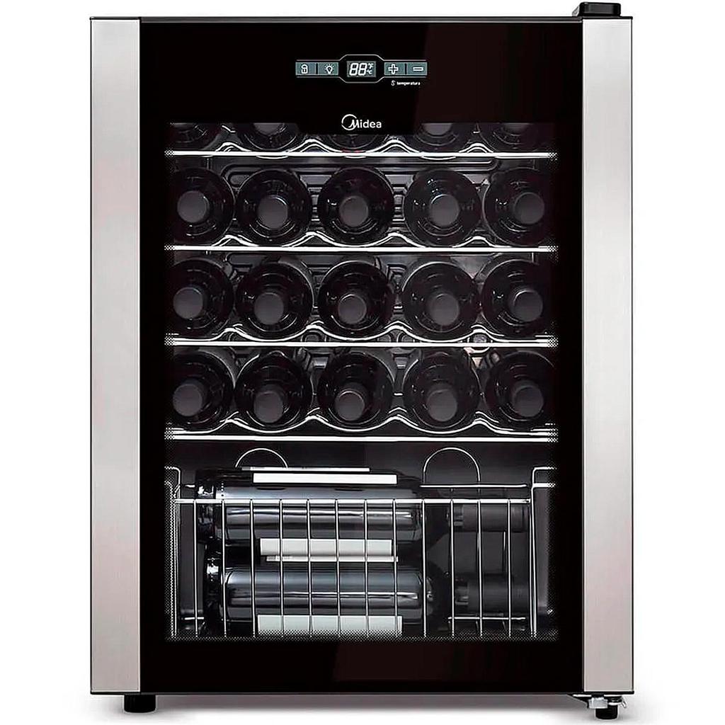 Imagem Adega Climatizada de Vinhos Midea 24 Garrafas com Painel Touch 220V Preto - WBB242