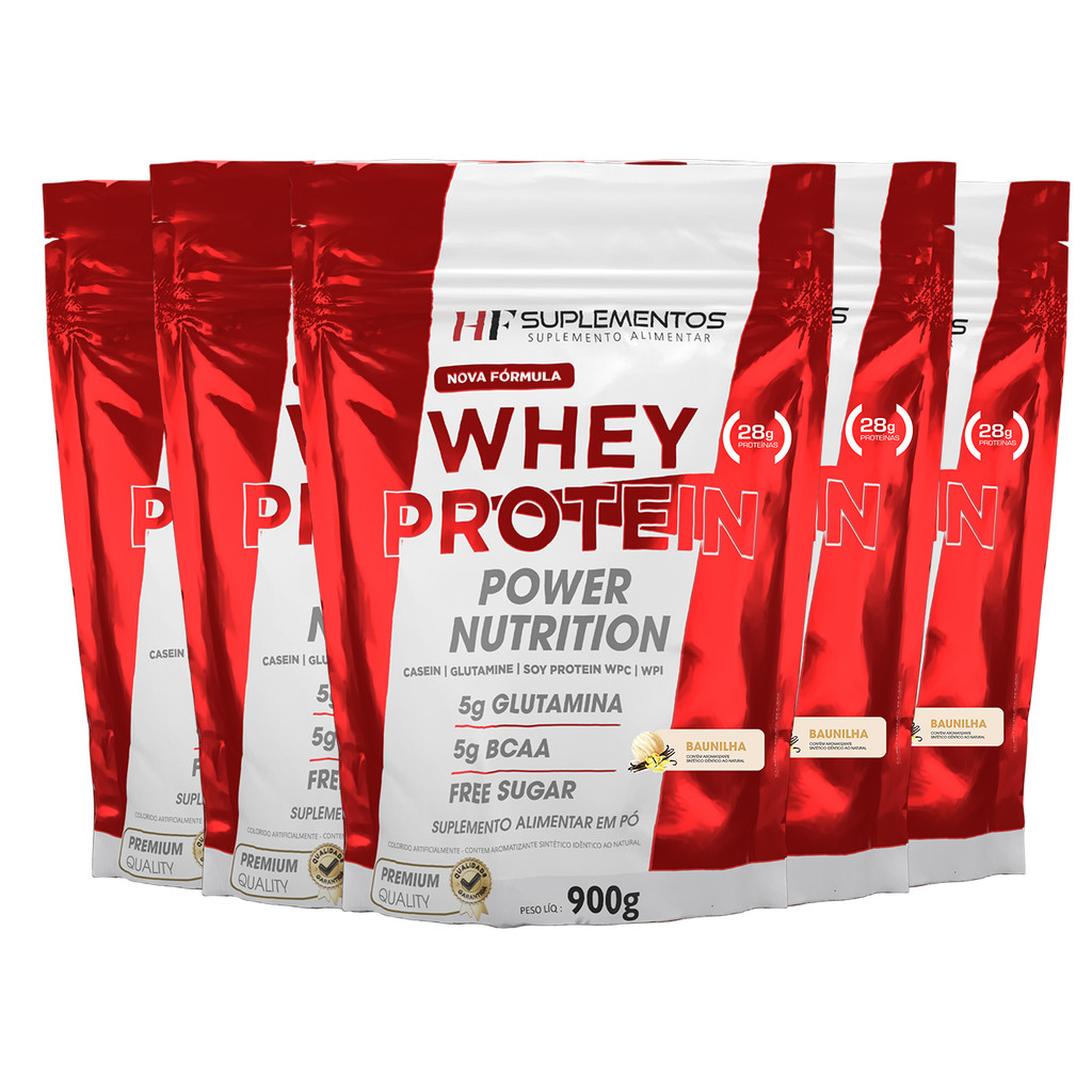 5X WHEY PROTEIN POWER NUTRITION REFIL 900G BAUNILHA HF SUPLE