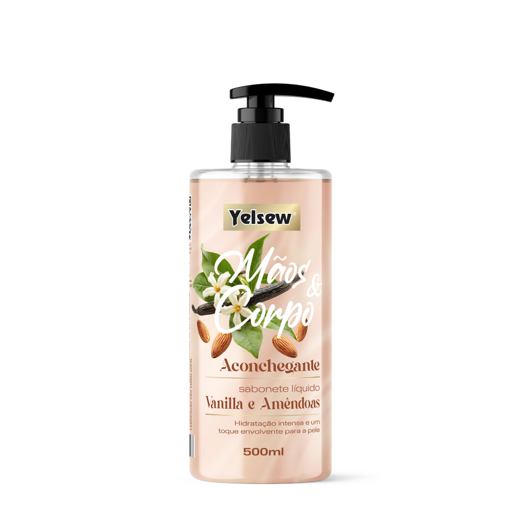 Sabonete Líquido Vanilla Amêndoas Yelsew 500ml Hidratante Fragrância Gourmand Pele Macia