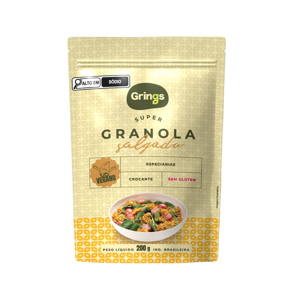 Granola Salgada Super Vegano Especiarias Crocante Sem Gluten 200G - Grings