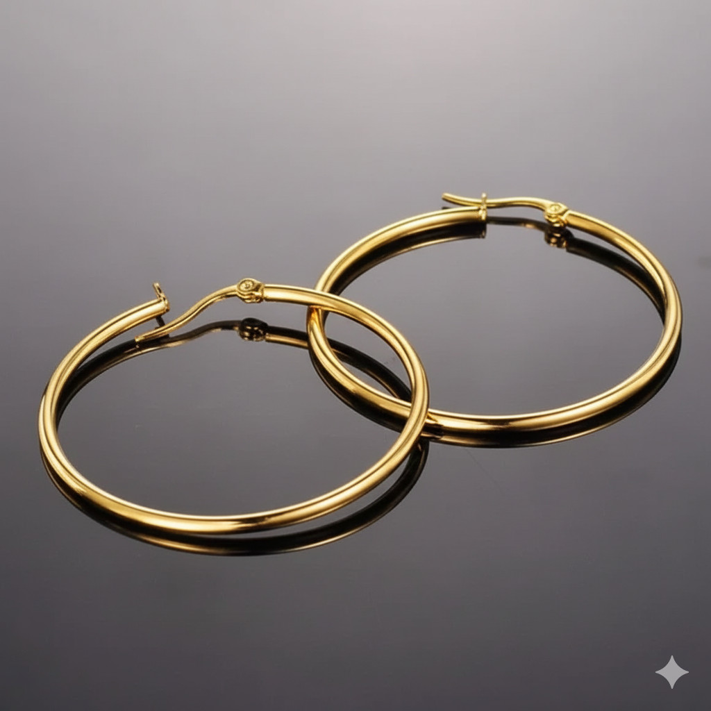 Brinco Argola Feminina 6cm Dourada Aço Cirúrgico 316L | Fio 2.5mm | Joia Hipoalergênica | Alta Qualidade em Oferta na Shopee