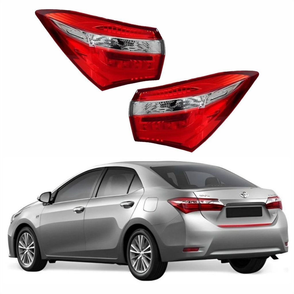 Par Lanterna Traseira Toyota Corolla 2015 2016 2017 Canto Bicolor Com Led