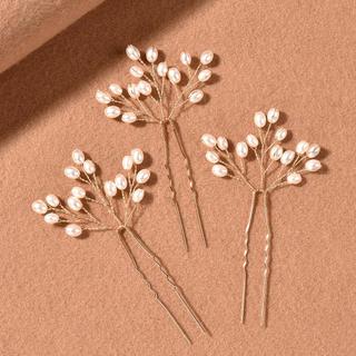 3 Pçs Feminino Hairpin Com Pérolas Decoração Luz Luxuosa Jóias De Cabelo Ferramenta De Estilo Para Mulheres Meninas E Sa