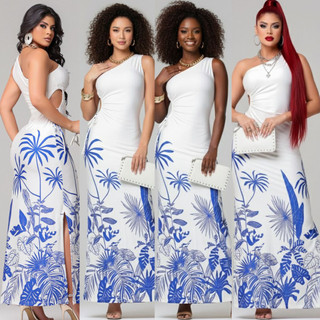 Vestido Longo Feminino com Fluity e Estampa Vibrante Tendência da Estação Date