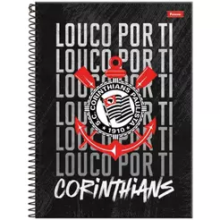 Caderno Universitário 20x27,5cm (Grande) 10 Matérias 160 Folhas Corinthians Louco Foroni