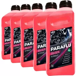 Kit 5 Aditivo Radiador Rosa Diluido Organico 1 Litro Paraflu