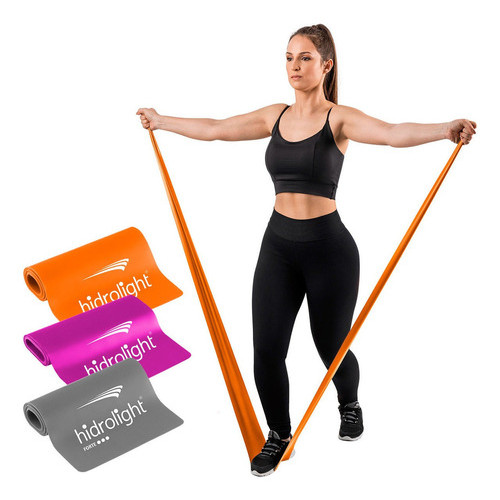 Faixa Elástica Band Kit 3 Peças Hidrolight Fisioterapia Yoga