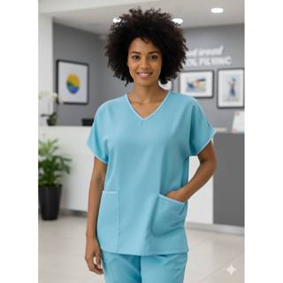 Scrubs Bata Blusa Uniforme Cuidadora Hospitalar Manga japonesa em Oferta na Shopee